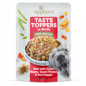 APPLAWS DOG TOPPERS konservi suņiem Liellops, dārzeņi buljonā 85g